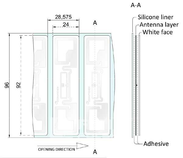 Confidex Casey wymiary etykiety RFID UHF