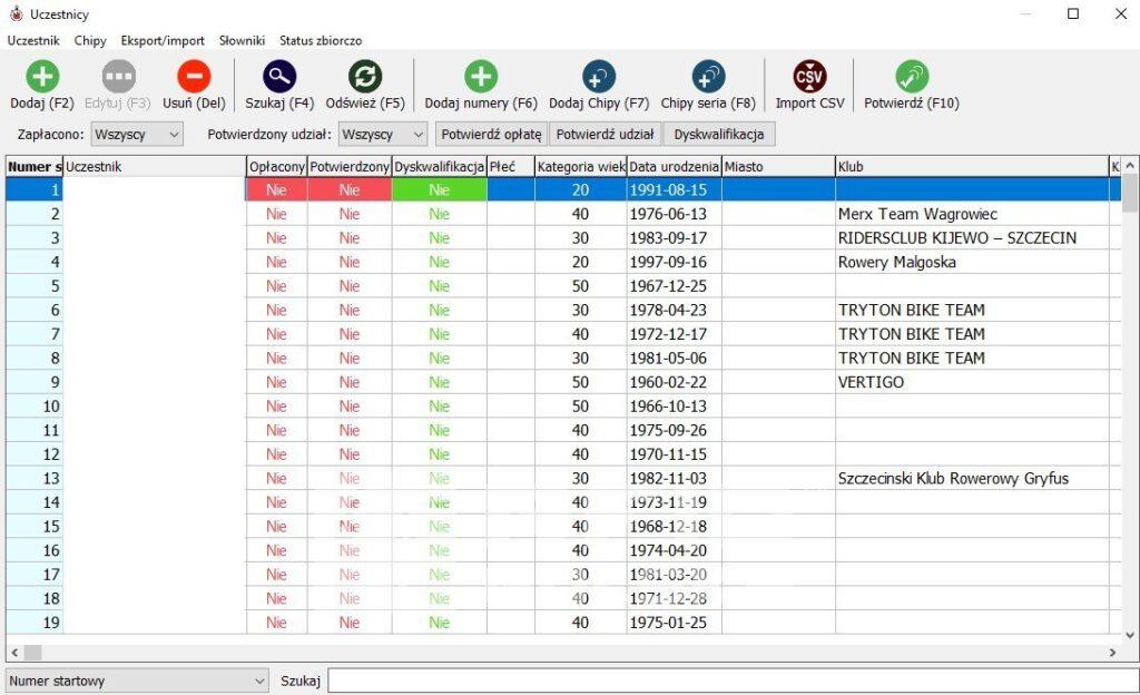 Program Elektroniczny pomiar czasu na zawodach biegowych, sport